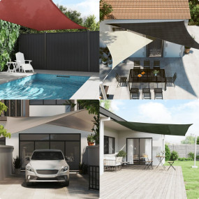 Sunshade Sail 1.75 oz/ft Beige 13.1x16.4x22.3' HDPE
