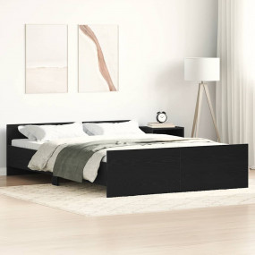 Bed Frame without Mattress Black Oak 140 x 74.8 " Engin...