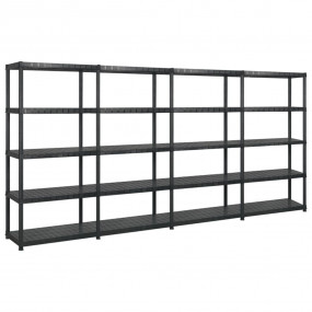 Storage Shelf 5-Tier Black 133.9x15.7x72.8" Plastic (4x...