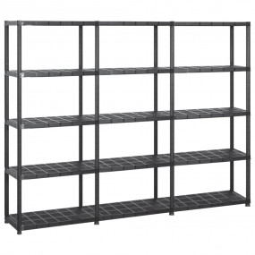 Storage Shelf 5-Tier Black 83.9x15.0x66.9" Plastic (3x1...