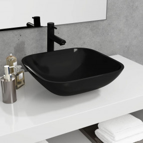 Basin Glass 16.5x16.5x5.5" Black