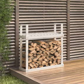 Firewood Rack White 43.3x13.8x42.7" Solid Wood Pine