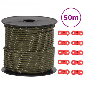 Tent Guy Rope with Reflective Strips and Spanners 164.0...