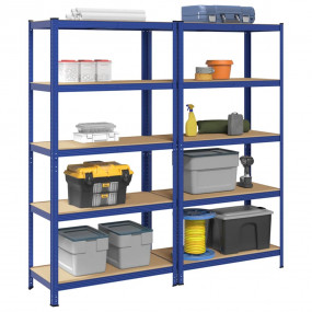 5-Layer Storage Shelves 2 pcs Blue Steel&Engineered Woo...