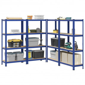4-Layer Storage Shelves 4 pcs Blue Steel&Engineered Woo...
