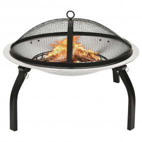 2-in-1 Fire Pit and BBQ with Poker 22"x22"x19.3" Stainl...