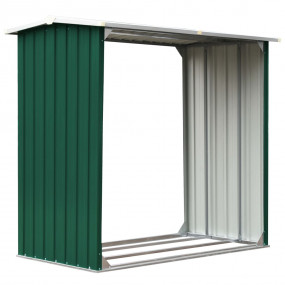 Log Storage Shed Galvanized Steel 67.7"x35.8"x60.6" Gre...