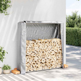 Firewood Rack with Rain Cover 59.1x9.8x59.1" Galvanized...