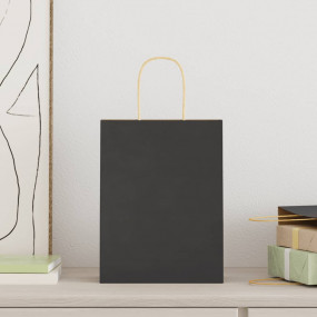 Paper Bags 50 pcs with Handles Black 8.3x4.3x11.0"