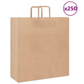 Paper Bags 250 pcs with Handles Brown 17.7x6.7x18.9"