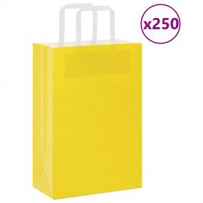 Paper Bags 250 pcs with Handles Yellow 8.3x4.3x12.2"