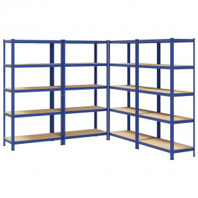 5-Layer Storage Shelves 4 pcs Blue Steel&Engineered Woo...