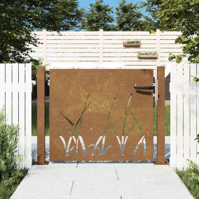Garden Gate 41.3"x41.3" Corten Steel Grass Design