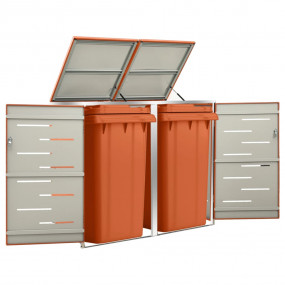 Double Wheelie Bin Shed 54.3x30.5x44.3" Stainless Steel