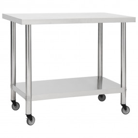 Kitchen Work Table with Wheels 31.5"x23.6"x33.5" Stainl...