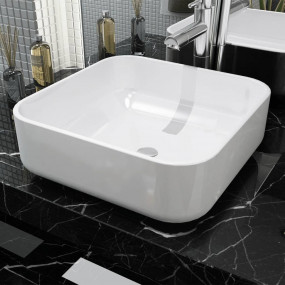 Basin Square Ceramic White 15.4"x15.4"x5.3"