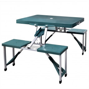 Foldable Camping Table Set with 4 Stools Aluminum Extra...