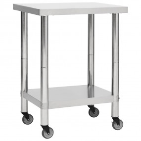 Kitchen Work Table with Wheels 31.5"x11.8"x33.5" Stainl...