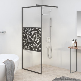 Walk-in Shower Wall 35.4"x76.8" ESG Glass with Stone De...