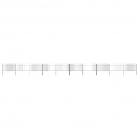 Garden Fence with Spear Top Steel 669.3"x39.4" Black
