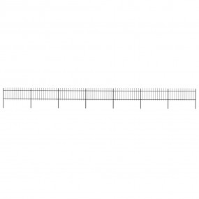 Garden Fence with Spear Top Steel 468.5"x31.5" Black