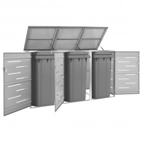 Triple Wheelie Bin Shed 81.5"x30.5"x44.3" Stainless Ste...