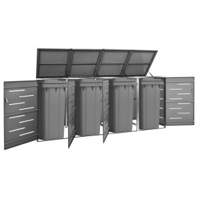 Quadruple Wheelie Bin Shed 108.9"x30.5"x44.3" Stainless...