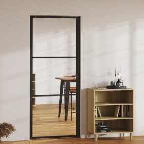 Interior Door ESG Glass and Aluminum 32.7"x79.3" Black