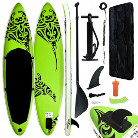 Inflatable Stand Up Paddleboard Set 126"x29.9"x5.9" Gre...