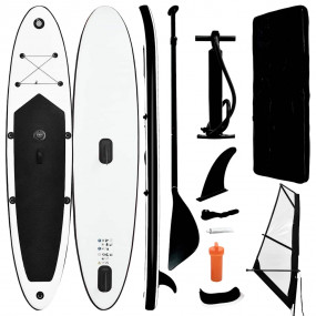 Inflatable Stand Up Paddleboard with Sail Set Black and...