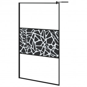 Walk-in Shower Wall 45.3"x76.8" ESG Glass with Stone De...