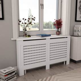 Radiator Covers 2 pcs White 59.8"x7.5"x32.1" MDF