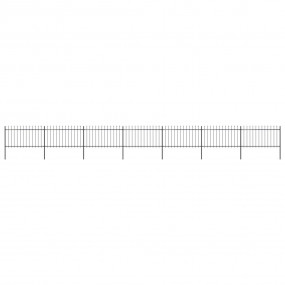 Garden Fence with Spear Top Steel 468.5"x39.4" Black