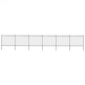 Garden Fence with Spear Top Steel 401.6"x59.1" Black
