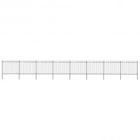 Garden Fence with Spear Top Steel 535.4"x59.1" Black