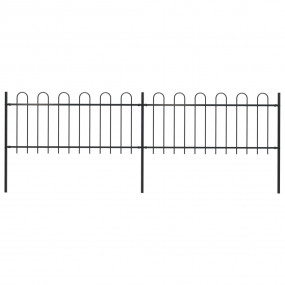 Garden Fence with Hoop Top Steel 11.2' Black