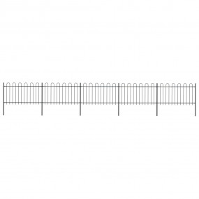 Garden Fence with Hoop Top Steel 27.9' Black