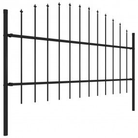 Garden Fence with Spear Top Steel 44.6' Black