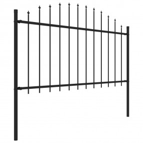 Garden Fence with Spear Top Steel 11.2' Black