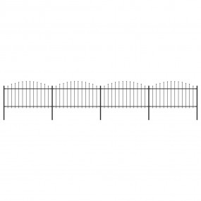 Garden Fence with Spear Top Steel 22.3' Black