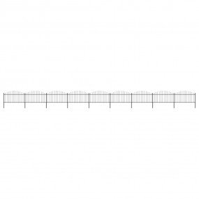 Garden Fence with Spear Top Steel 50.2' Black