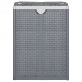 Trash Bin with 2 Doors Gray 25.6"x17.7"x34.6" PP