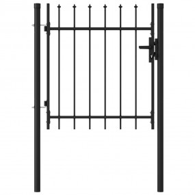 Fence Gate Single Door with Spike Top Steel 39.4"x39.4"...