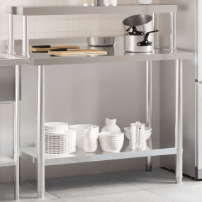 Kitchen Work Table with Overshelf 43.3"x21.7"x47.2" Sta...