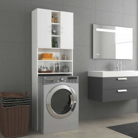 Washing Machine Cabinet High Gloss White 25.2"x10"x74.8...