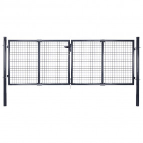 Mesh Garden Gate Galvanized Steel 113.8"x39.4" Gray