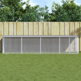 Chicken Cage with Roof Light Gray 158.7"x38.6"x35.4" Ga...