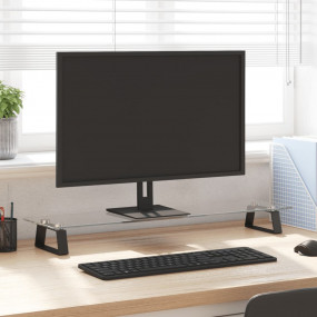 Monitor Stand Black 31.5"x7.9"x3.1" Tempered Glass and ...