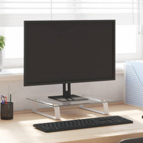 Monitor Stand White 15.7"x13.8"x3.1" Tempered Glass and...
