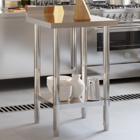Kitchen Work Table with Backsplash 21.7"x21.7"x36.6" St...